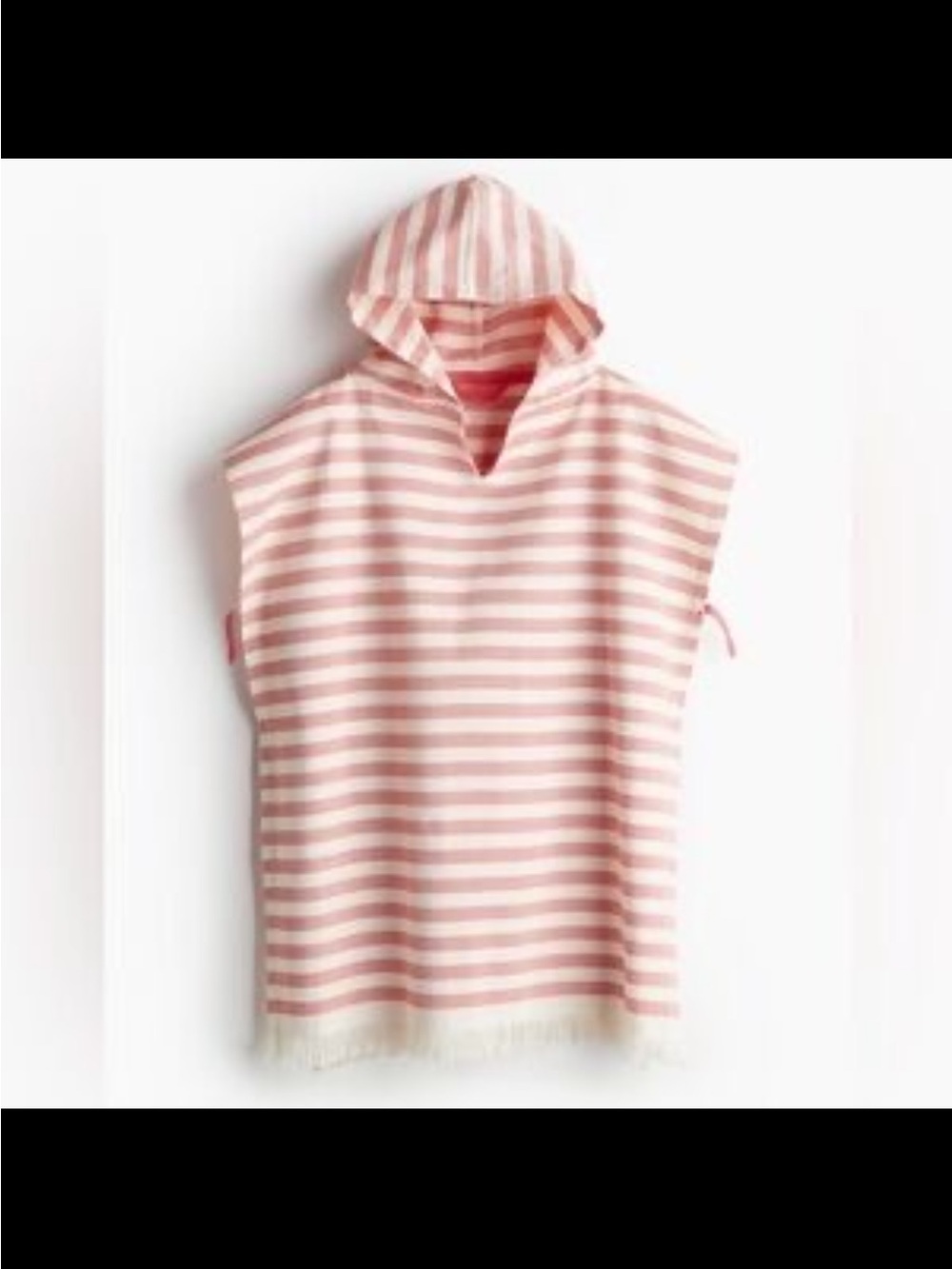 Adorable H&M kids Pink and White Stripe Hooded Poncho Cover Up 8-12